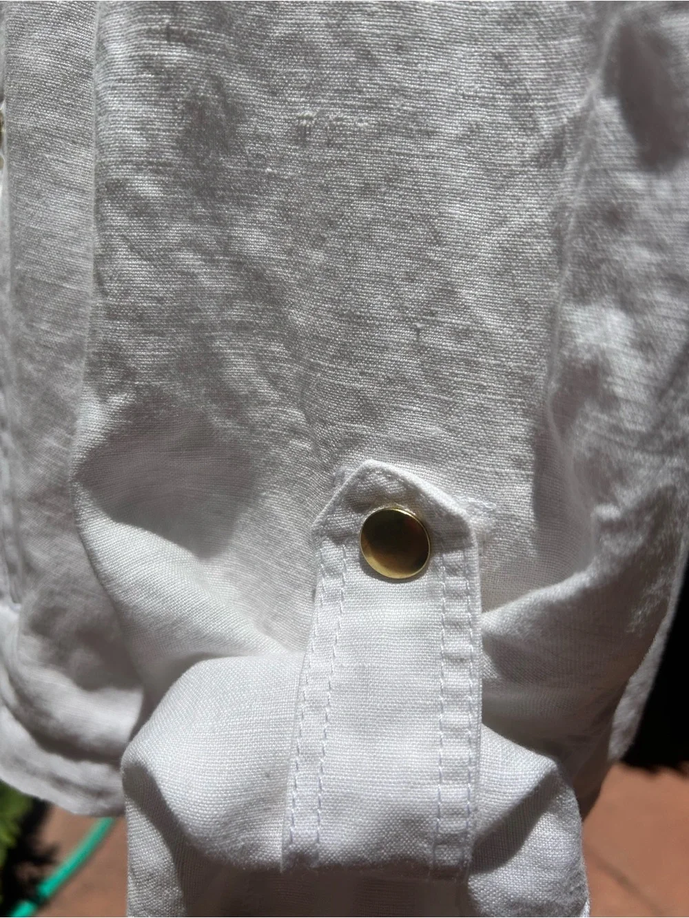 Chico's Linen Blazer Jacket White Epaulets
